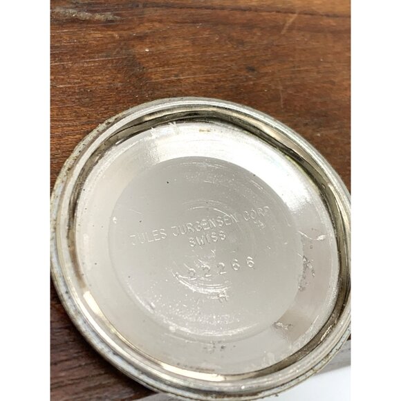 Jules Jurgensen Men's Watch Vintage Swiss Automatic Blue Dial Day Date 35mm - Picture 6 of 15